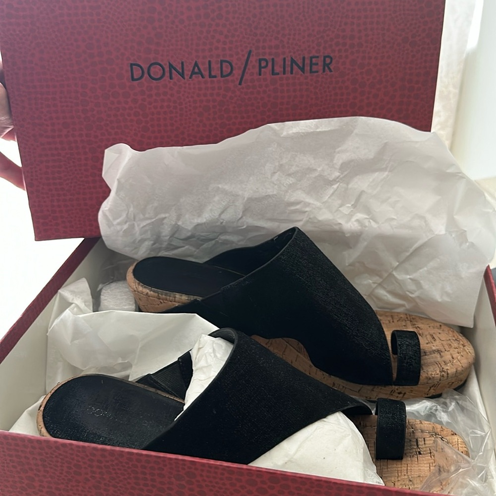 Donald J. Pliner Black and cork Wedge Shoes sandals